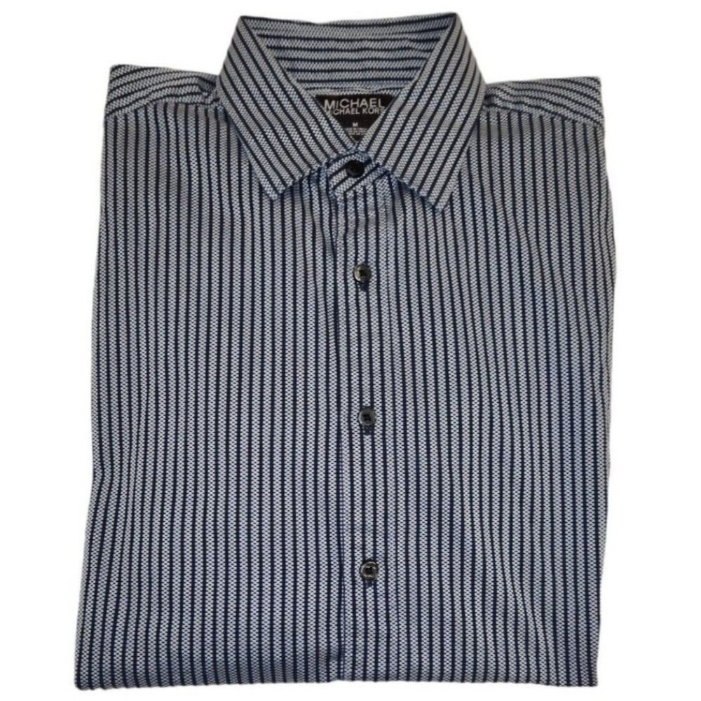 Michael Kors Blue Striped Dress Shirt Men's Medium Long Sleeve